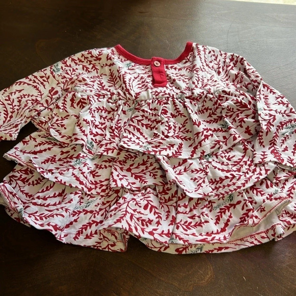 Burt's BeesBaby Holiday Dress Ruffle Tiered 12M Long Sleeve Christmas - Picture 3 of 3